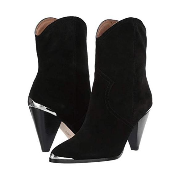 Sultry Black Suede Joie Western Inspired Booties - Picture 2 of 7